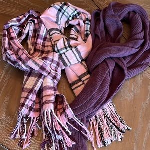 Soft pink and purple scarves